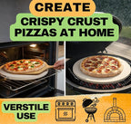 Large Pizza Stone for Oven 16 inch - Round Pizza Stone for Grill with Handles, Wood Pizza Peel and Cutter Set - Baking Stone for Bread - Pizza Making Kit Accessories - Gifts for Food Lovers