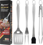 ROMANTICIST 4pcs Heavy Duty Grill Accessories for Top Chef - Professional Grill Tool Set & Basic BBQ Tools for Backyard Restaurant Outdoor Kitchen - Deluxe Grill Gift for Dad on Father’s Day Christmas