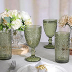 abrwyy Green Drinking Glasses Set of 4, Vintage Drinking Glasses, Colored Glassware Drinking, Highball Beverage Glasses Cup, Vintage Glassware Set for Water, Juice, Cocktail, Coffee