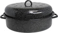 MIRRO 15in Enamel Oval Roaster with Lid, Black