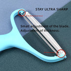 egetable,Potato,Fruit peeler cabbage cutting machine shredded kitchen stainless steel peeling knife gadget shredded cabbage Coleslaw, a must-have tool for western restaurants(Blue)