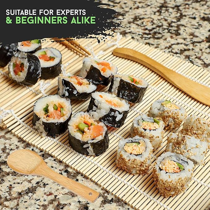 7 Pcs Onigiri Rice Ball Mold Maker Kit, Musubi Press, Classic Triangle Shake Sushi Roller Mat Tool for Kids Bento Lunch and Home DIY, Non-stick, BPA-Free
