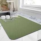 HotLive Dish Drying Mat for Kitchen Counter, Heat Resistant Drainer Mats with Non-slip Rubber Backed, Hide Stain Kitchen Super Absorbent Draining Mat, Easy to Clean Dish Rack Pad, Green 18"x32"