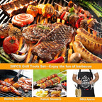 MUJUZE Grilling Accessories,Grill Utensils Set for Outdoor,Barbecue Tool Sets for Men,BBQ Accessories with Apron for Dad,Grill Tool Set,Grill Kit for Camping,Backyard