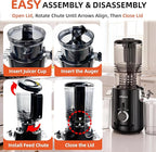 Cold Press Juicer Machines, 5.3” Large Feed Chute Slow Masticating Juicer for Whole Fruits & Vegetables, Easy Clean, 300W Quiet Juice Extractor, 99% High Juice Yield, Red