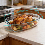 Large Casserole Dish With Lid - 4.7qt Glass Baking Dishes For Oven - Clear oval Glass Casserole Dish - Cookware For Cooking, Baking, Serving