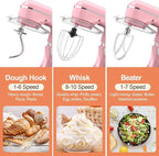 CEBORY 3-IN-1 Electric Stand Mixer, 6.5QT Bowl 660W 10-Speed Kitchen Mixer, Household Food Mixers include Dough Hook, Beater and Whisk, Bread Cake Mixer for Baking and Most Home Cooks, Pink