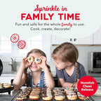 Dash Express Mini Donut Maker - Homemade Dessert Maker - Features Double-Sided, Non-Stick Surface & Space-Saving Design - Makes 7 - Aqua