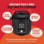Instant Pot Pro 10-in-1 Pressure Cooker, Slow Cooker, Rice/Grain Cooker, Steamer, Sauté, Sous Vide, Yogurt Maker, Sterilizer, and Warmer, Includes App With Over 800 Recipes, Black, 6 Quart