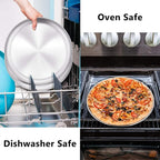 P&P CHEF Pizza Pan Set of 2, Stainless Steel Pizza Tray, Round Pizza Plate For Pie Cookie Pizza Cake, Non Toxic & Heavy Duty, Dishwasher Safe & Easy Clean, 12 Inch & Silver