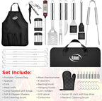 Kaluns Grilling Accessories, Dad Gifts for Fathers Day, Heavy Duty Stainless Steel Grill Set BBQ Grill Accessories for Outdoor Grill with Meat Thermometer, Case and Apron