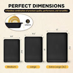 Professional Non-Stick Baking Sheets Set, 3-Piece Heavy Duty Carbon Steel Cookie Sheets with Oven Safe & Even Heating for Baking, Roasting, Cooking (Black)