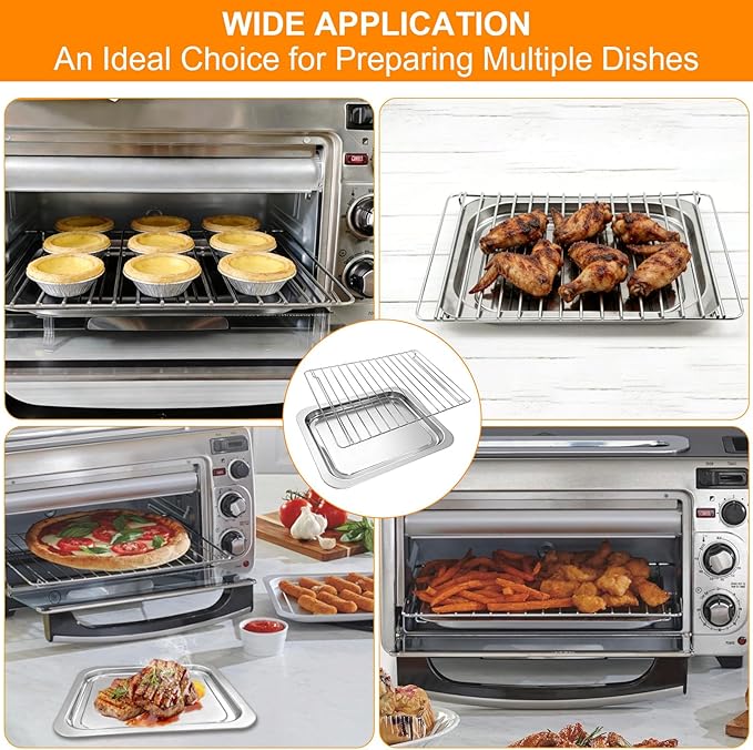 Replacement Tray for Hamilton Beach 2 Slice 31156 2 in 1 Toaster Oven, 12.6×9 IN Food Grade Stainless Steel Food Grade Toaster Oven Accessories Replacement Parts Wire Rack, Dishwasher Safe