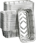 MOACOCK 50 Pack 2Lb Loaf Pans, 8.5" X 4.5" X 2.6" Foil Heavy Duty Disposable Aluminum Foil, Premium Bread Pans for Baking Homemade Cakes & Breads Holiday Treats Food Storage