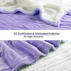 Electric Heated Blanket Queen Size - 84"x90", Soft Flannel Heating Blanket, 10 Heating Levels, 1-12 H Auto Shut Off, Dual Controllers, Breathable Warm and Washable for Bed, Light Purple