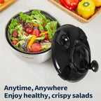 Stainless Steel Salad Spinner, 4.8 Qt Vegetable Washer, BPA-Free Lettuce Dryer with Crank Design, Dishwasher Safe, Non-Slip Base - Black Lid