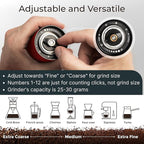 Premium Manual Coffee Grinder for Espresso, Pour Over & French Press with Stainless Steel Conical Burr, Precision Adjustable Hand Grinder, Compact Travel Size - by Alpaca Ventures