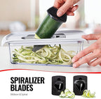 Fullstar Mandoline Slicer for Kitchen, Fruit Cutter, Cheese Grater, Cucumber Slicer, Veggie Spiralizer, Food Cutter & Kitchen Gadgets & Gifts with Safety Glove (11 in 1, White)
