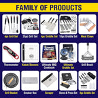 Grillers Choice -Grill Accessories for Outdoor Grill-4 pc -Grilling Tools. Commercial Professional Barbecue Set. Heavy Duty and Strong. BBQ Thongs, Fork, Spatula, Baster by Grillers Choice
