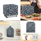Meat Slicer Cover with Side Pockets for Home Use Dust-proof Food Slicers Meat Slicer Protection Case for Recipe Stainless Steel Blade, Brush, Kitchen Decor, Retro Palm Leaf Pattern Print