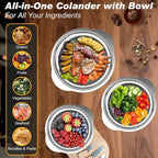 Colander, Stainless Steel Colander with Mixing Bowls (3.5QT), 3Pcs Strainer for Kitchen Gadget Food Strainer Basket with Handle, Colanders Bowl for Pasta Noodles Spaghetti Vegetables Fruit (3.5+3+2QT)