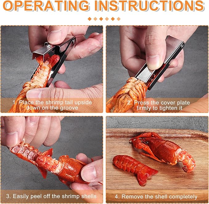 Crawfish Peeler Tool, Portable Stainless Steel Crawfish Tail Remover Tool, Crawfish Accessories for Easy Shelling, Fast Sheller Tool for Clean Hands, Best Kitchen Gadget for Seafood Lovers (1)