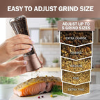 HOME EC Original Stainless Steel Salt or Pepper Grinder 1pk - Adjustable Ceramic Sea Salt Grinder or Pepper Mill - Tall Glass Spice Shaker - Spice Mill w/Ebook (Copper)