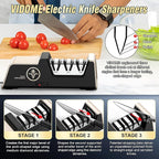 VIDOME Professional Electric Knife Sharpener with 100% Diamond Abrasives, 3-Stage Precision Angle Guides, Champagne Gold, for Kitchen Straight Edge and Ceramic Knives