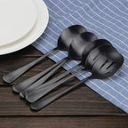 AOOSY 8.7Inch Matte Black Stainless Steel Serving Spoon Set, Serving Spoons x 3, Slotted Spoons x 3 Utility Advanced Buffet Utensils, Premium Skimmer & Perforated Design