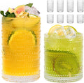 Moretoes 8 Pack Hobnail Drinking Glasses Set, 12 Oz Highball Glasses & 10 Oz Cocktail Glasses, Clear Embossed Water Glass Cups Kitchen Bar Tumbler Glassware Set for Whiskey, Beer, Juice, Milk