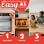Gourmia French Door Air Fryer Oven - 37 Qt Large Capacity Convection Toaster Oven, FryForce 360°, Digital Display, 12 Cooking Presets, Dehydrate, Fits 13” Pizza, Dishwasher-Safe, Peach