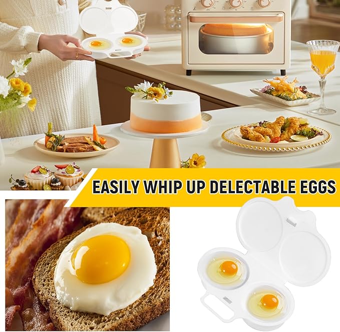 (4pcs) Easy Breakfast Set, Microwave Egg Cooker/Poacher, Microwave Omelet Maker, Microwavable Bacon Grill/Rack/Cooker Tray/Dish, Baked Potato Cooker, Easy To Use and Non-Stick Egg Cookwarez
