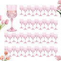 Plastic Wine Glasses, Plastic Goblets Vintage Style Cordial Unbreakable Drinking Glasses， Reusable Drinkware for Wedding Reception, Grand Event Party Supplies, Mother's Day(48, Pink)