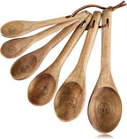 6pcs Measuring Spoons Set, Natural Acacia Wooden Measuring Spoons Includes 1/8 tsp, 1/4 tsp, 1/2 tsp, 1 tsp, 1/2 tbsp & 1 tbsp, Cute Teaspoon Tablespoon for Measuring Dry Ingredients
