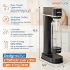 Simpli Soda BLÜ Sparkling Water Maker, Premium Soda Streaming Machine, Carbonated Water Machine and Soda Maker - Black (Machine + 2 CO2 Cylinders)
