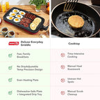 Dash Deluxe Everyday Griddle - Electric Griddle with Removable Plate - Nonstick, Easy-Clean Surface & Anti-Slip Base - Recipe Book Included - Red