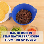 3-Piece Colander Grease Strainer Set – Blue Grease Separator with Handle, Container & Lid – Strains Bacon, Pasta, Ground Beef – BPA-Free Kitchen Gadget