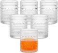 Moretoes Cocktail Glasses10 OZ Hobnail Drinking Glasses Set of 6, Vintage Whiskey Glassware, Textured Glass Cups Bubble Glasses Water Glasses Old Fashion Jupiter Glasses Set (Clear)