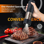 2Pack Electric Salt and Pepper Grinder Set USB Rechargeable with Warm LED Light, Adjustable Coarseness Lidaop Large Capacity Automatic Salt Pepper Mill Shakers for Kitchen, Restaurant, Upgrade Black