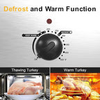 Sunvivi 28lb 24-Quart Roaster Oven, Electric Roaster Oven with Viewing Lid, Turkey Roaster with Unique Defrost/Warm Function, Large Roaster with Removable Pan & Rack, Stainless Steel, Silver