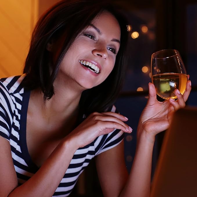 Bravario Unbreakable Stemless Plastic Wine Glasses | Reusable | Shatterproof 100% Tritan Plastic | Dishwasher-Safe | BPA-free | Awesome for Indoor & Outdoor | 20 oz, Set of 8