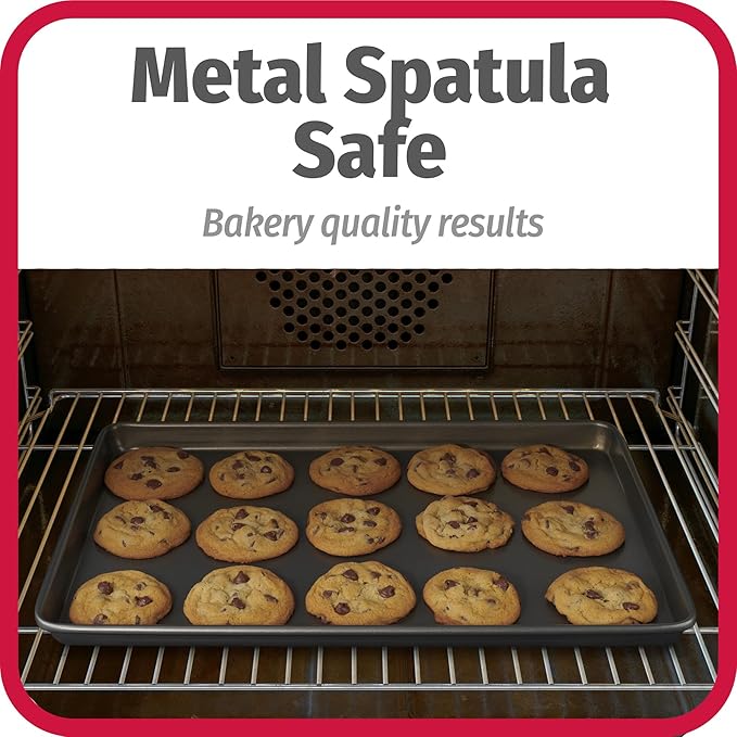 GoodCook Everyday Nonstick Baking Sheet Set, 3 Pack Includes One Small, Medium & Large Pan Carbon Steel Construction Cookie Sheet Bakeware Set, Gray