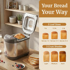 Elite Gourmet EBM8103SS Programmable Bread Maker Machine, 3 Loaf Sizes, 19 Menu Functions Gluten Free White Wheat Rye French and more, 2 Lb, Stainless Steel