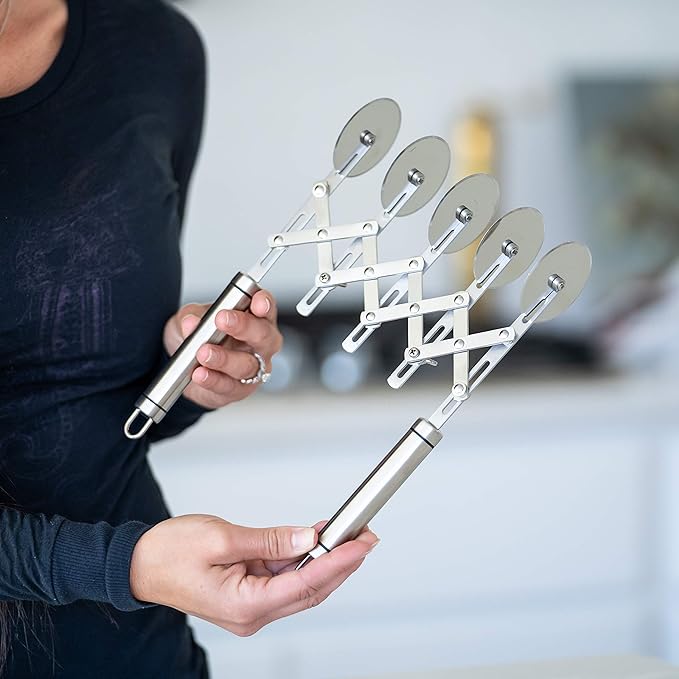 Oleex ‘All-Dough’ Pastry Cutter Set. 5 Wheel Dough Cutter and Dual Fluted Ravioli Cutter Wheel/Pizza Cutter Wheel! Versatile Brownie Cutter, Pasta Maker, Noodle Cutter, Stainless Steel Pizza Slicer