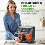 NutriChef 5.8 Quart Air Fryer | Glass Airfryer with 8-in-1 Digital Presets | Stainless Steel Fryer Design | Glass Fry Bowl with Flip-Up Safety Shield | Compact Air-Fryer for Even Cooking | Black