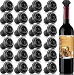 Honoson 24 Pieces Wine Stopper Resealable Pump Vacuum Silicone Saver Practical for Kitchen Supplies Bottle Tools (Black)
