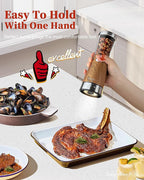 Electric Salt and Pepper Grinder Set with Storage Base, Stainless Steel Rechargeable Salt and Pepper Grinder Set with 4.5 oz Large Capacity, 1.8" Wide Mouth, Adjustable Coarseness, Ideal for Kitchen