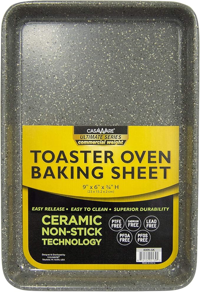 casaWare 3pc Ultimate Series Commercial Weight Toaster Oven Bakeware Set (Silver Granite)