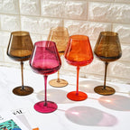 Khen Colored Crystal Wine Glass Set of 5, Large 20 OZ Glasses, Summer Flower Bright Italian Style Tall Stemmed Drinkware for Red & White Wine, Water Dinner Glasses, Color Glassware - (Stemmed)