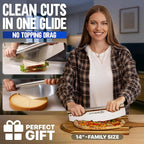 KitchenStar 14-Inch Pizza Cutter Rocker Blade - Sharp Stainless Steel Slicer Knife, Protective Cover, Dishwasher Safe, Large - Professional Pizza Oven Accessories